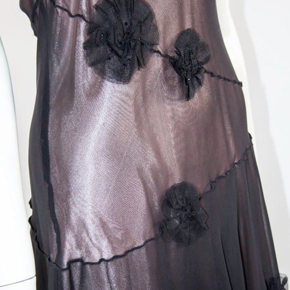 Women Illusion Sheer Dress Black Nude Cocktail Party S/M - Picture 4 of 9